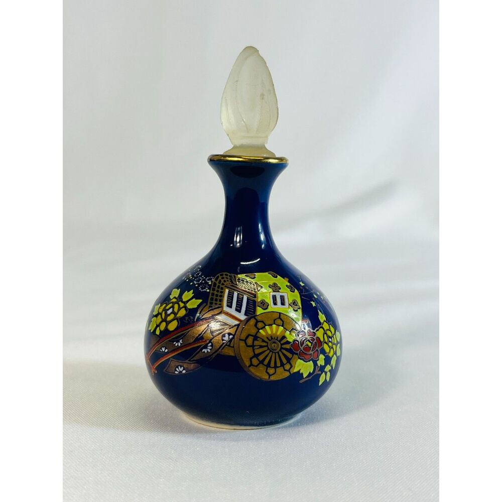 Vintage Cobalt Blue Perfume Bottle w/ Stopped Lego Japan